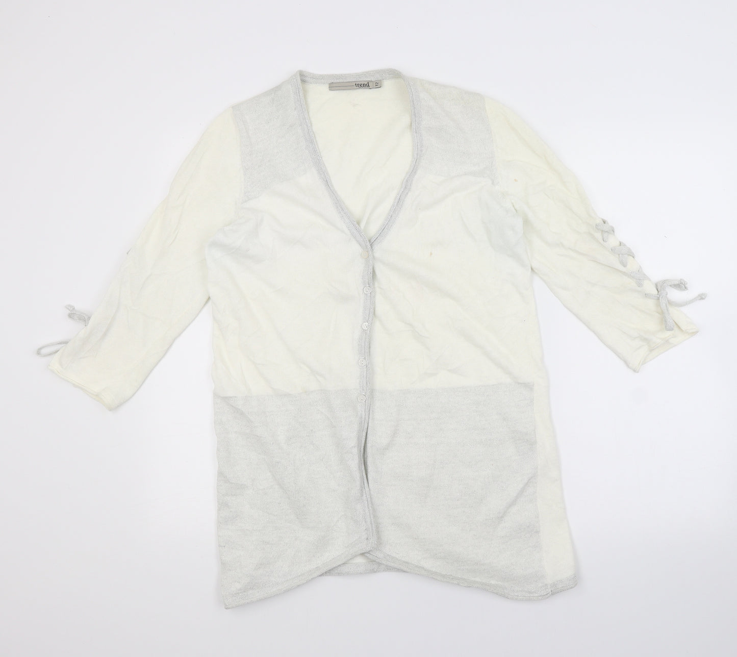 Trend Womens White  Knit Cardigan Jumper Size 12