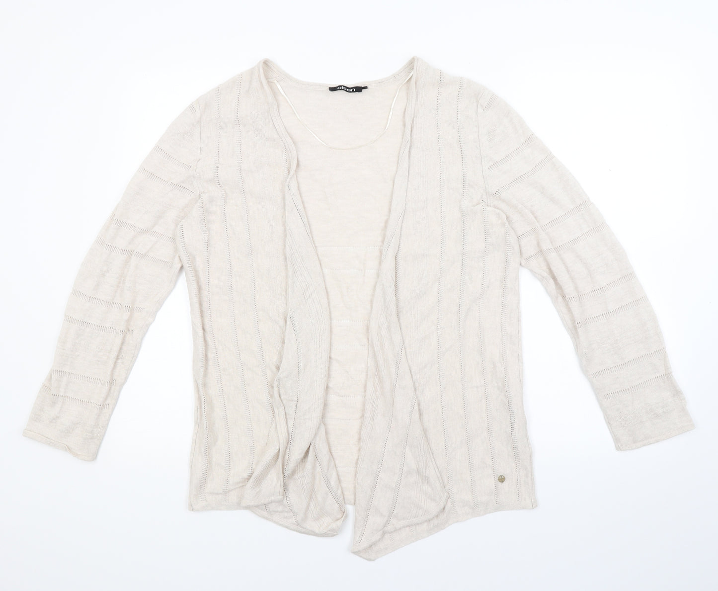Olsen Womens Beige  Knit Cardigan Jumper Size 16