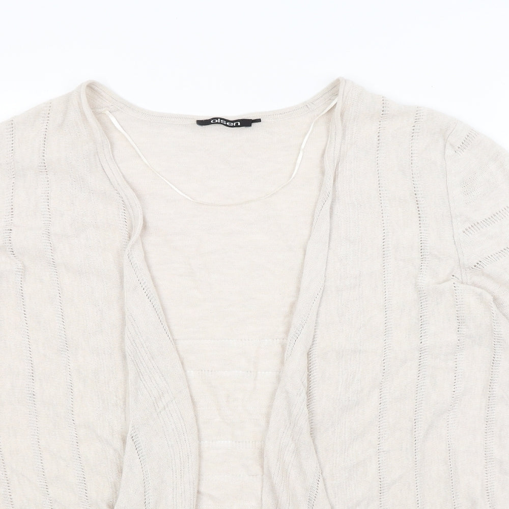 Olsen Womens Beige  Knit Cardigan Jumper Size 16