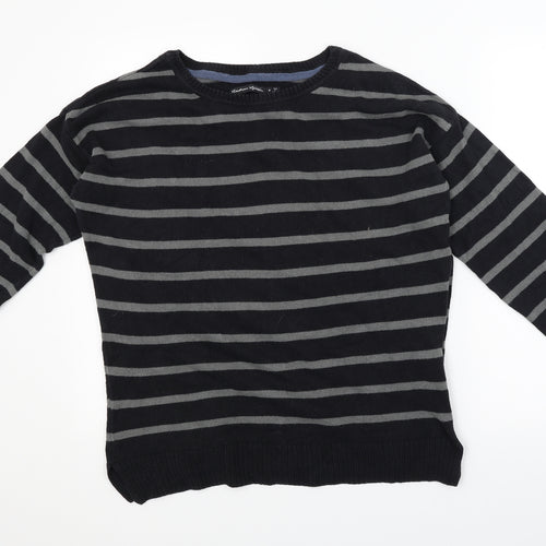Gudrun Sjöden Mens Black Striped Knit Pullover Jumper Size M