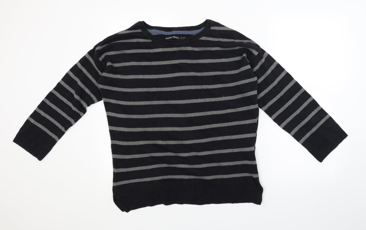Gudrun Sjöden Mens Black Striped Knit Pullover Jumper Size M