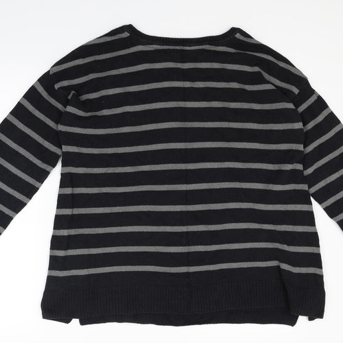 Gudrun Sjöden Mens Black Striped Knit Pullover Jumper Size M