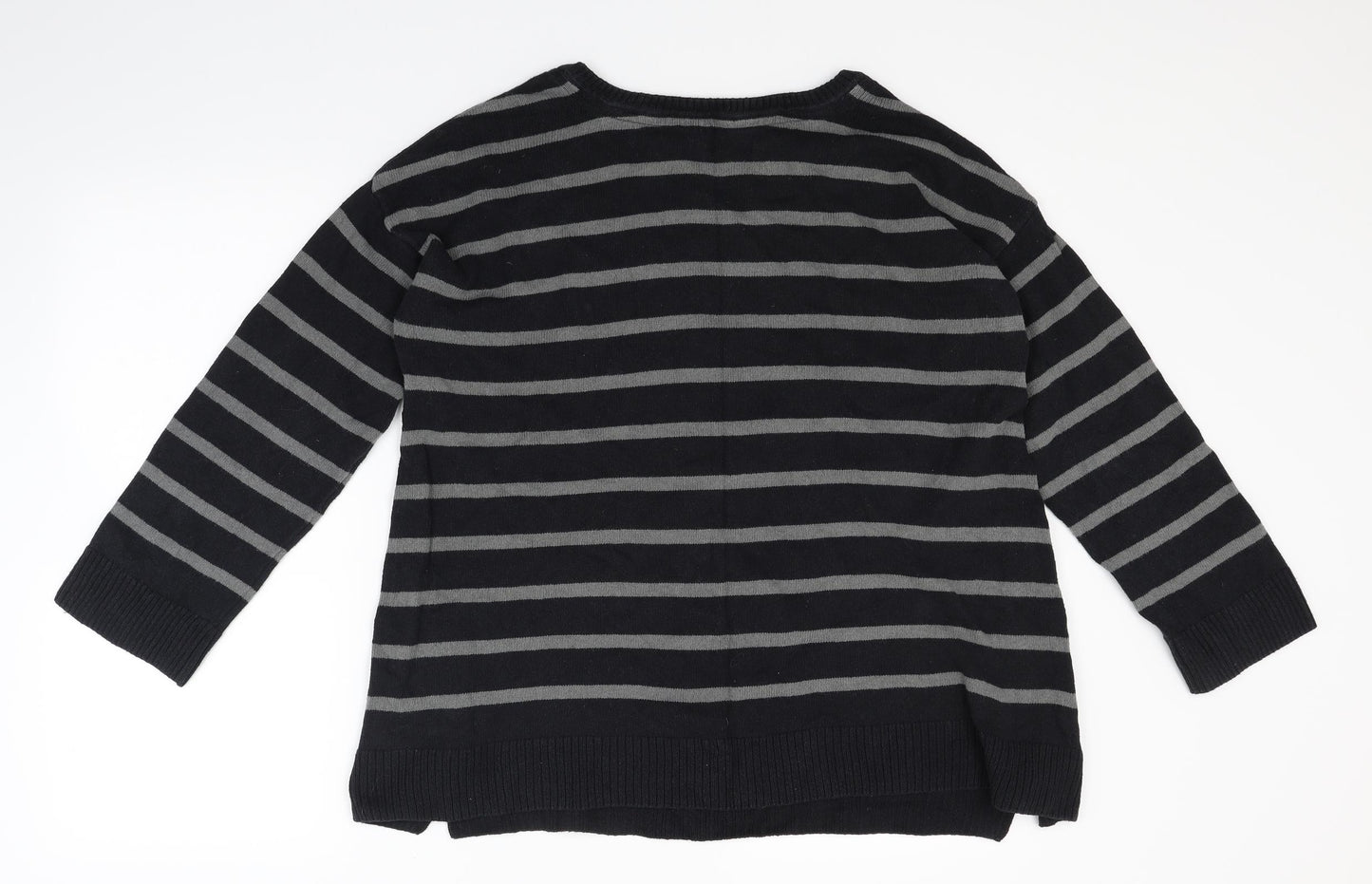 Gudrun Sjöden Mens Black Striped Knit Pullover Jumper Size M