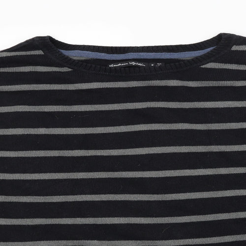 Gudrun Sjöden Mens Black Striped Knit Pullover Jumper Size M