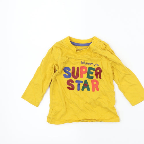Primark Baby Yellow   Basic T-Shirt Size 6-9 Months  - mummy's superstar