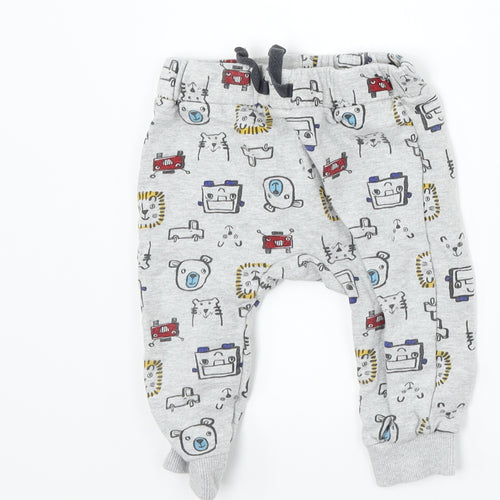 Nutmeg Boys Grey   Jogger Trousers Size 6-9 Months  - animals