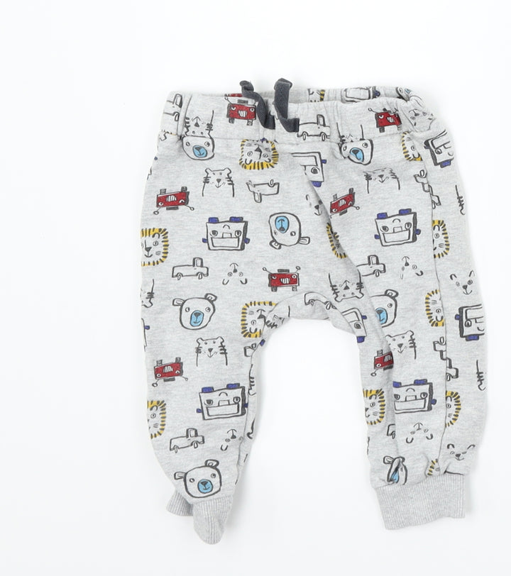 Nutmeg Boys Grey Jogger Trousers Size 6-9 Months - animals