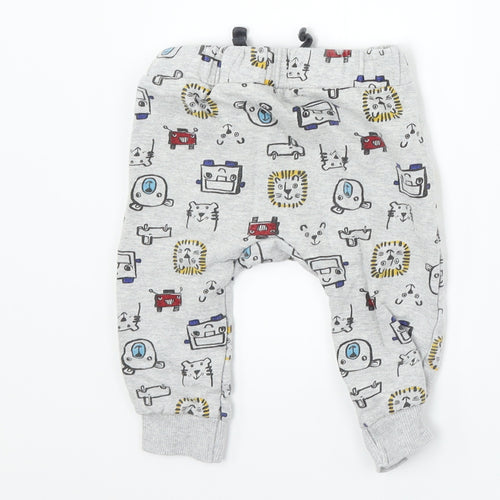 Nutmeg Boys Grey   Jogger Trousers Size 6-9 Months  - animals