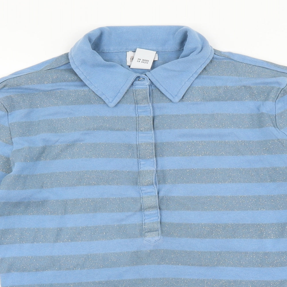 Calvin Klein Womens Blue Striped  Basic Button-Up Size M
