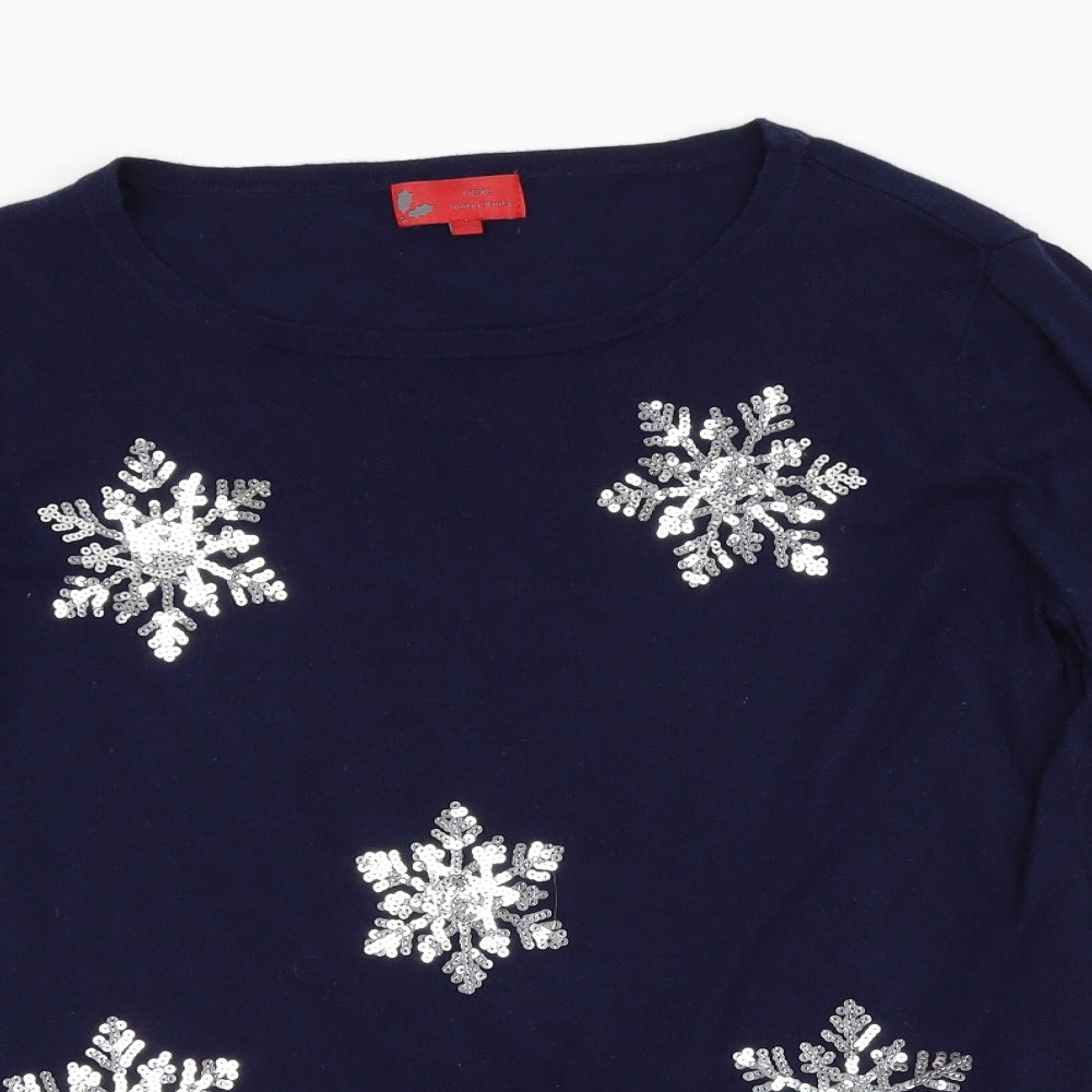 NEXT Womens Blue   Pullover Jumper Size 10  - Snowflakes