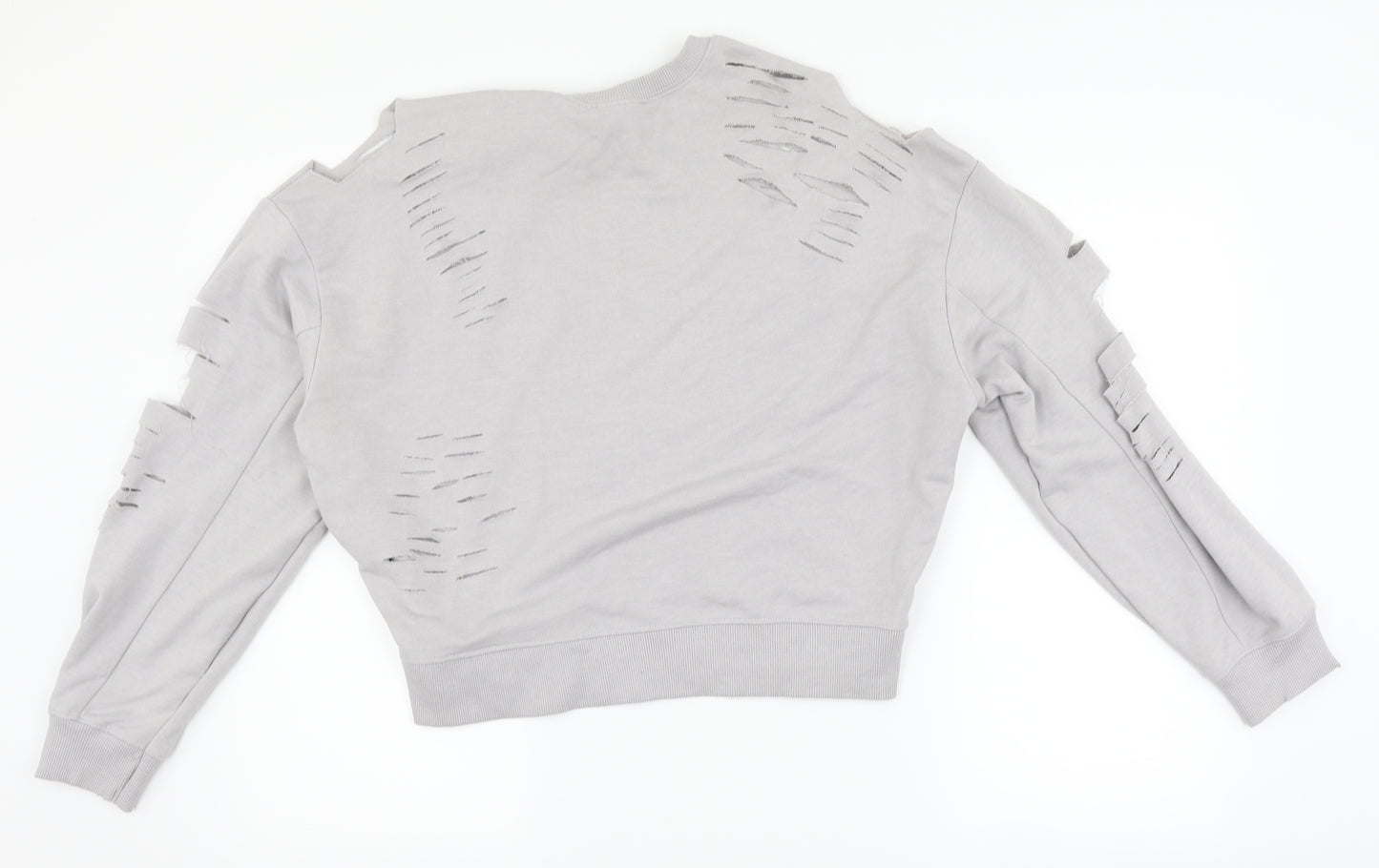 New Look Womens Grey   Pullover Sweatshirt Size 12  - distressed