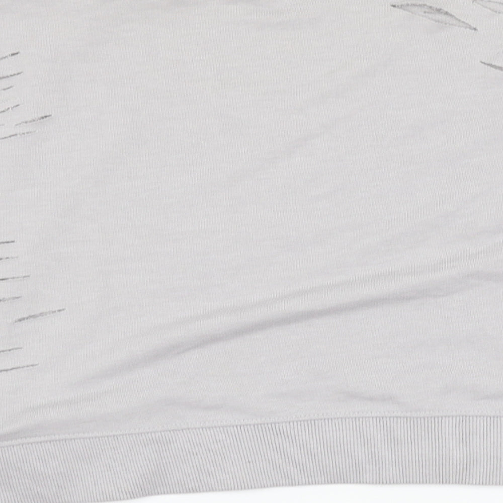 New Look Womens Grey   Pullover Sweatshirt Size 12  - distressed
