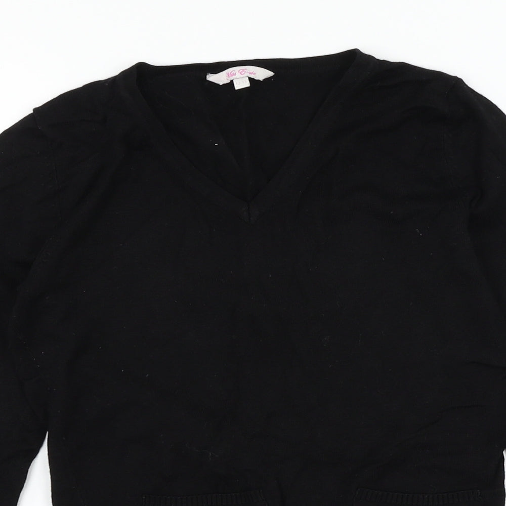 miss evie Girls Black   Pullover Jumper Size 12-13 Years