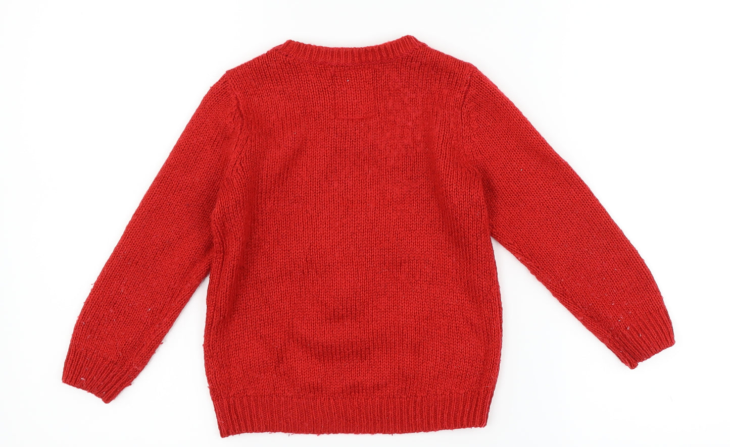 TU Girls Red   Pullover Jumper Size 4 Years  - penguin