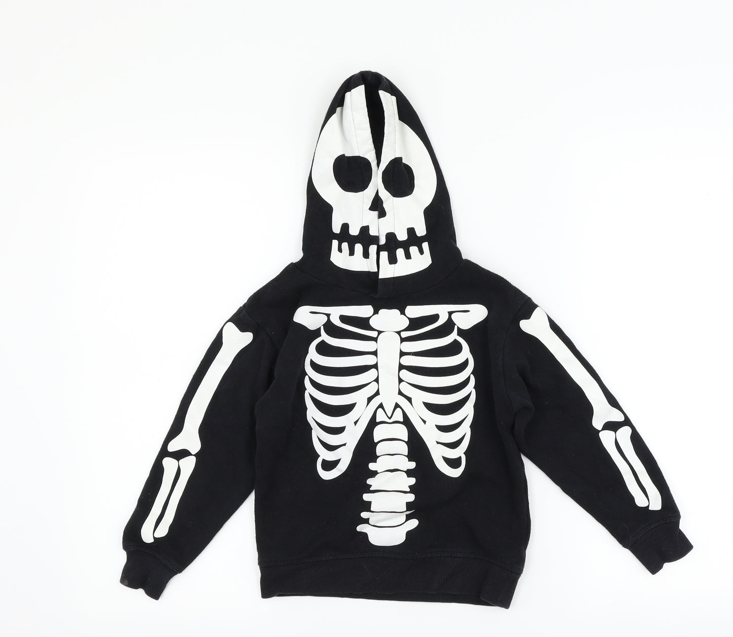 H&M Boys Black   Pullover Hoodie Size 5-6 Years  - Skeleton