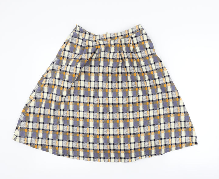 +6 Womens Blue Check  A-Line Skirt Size 28 in