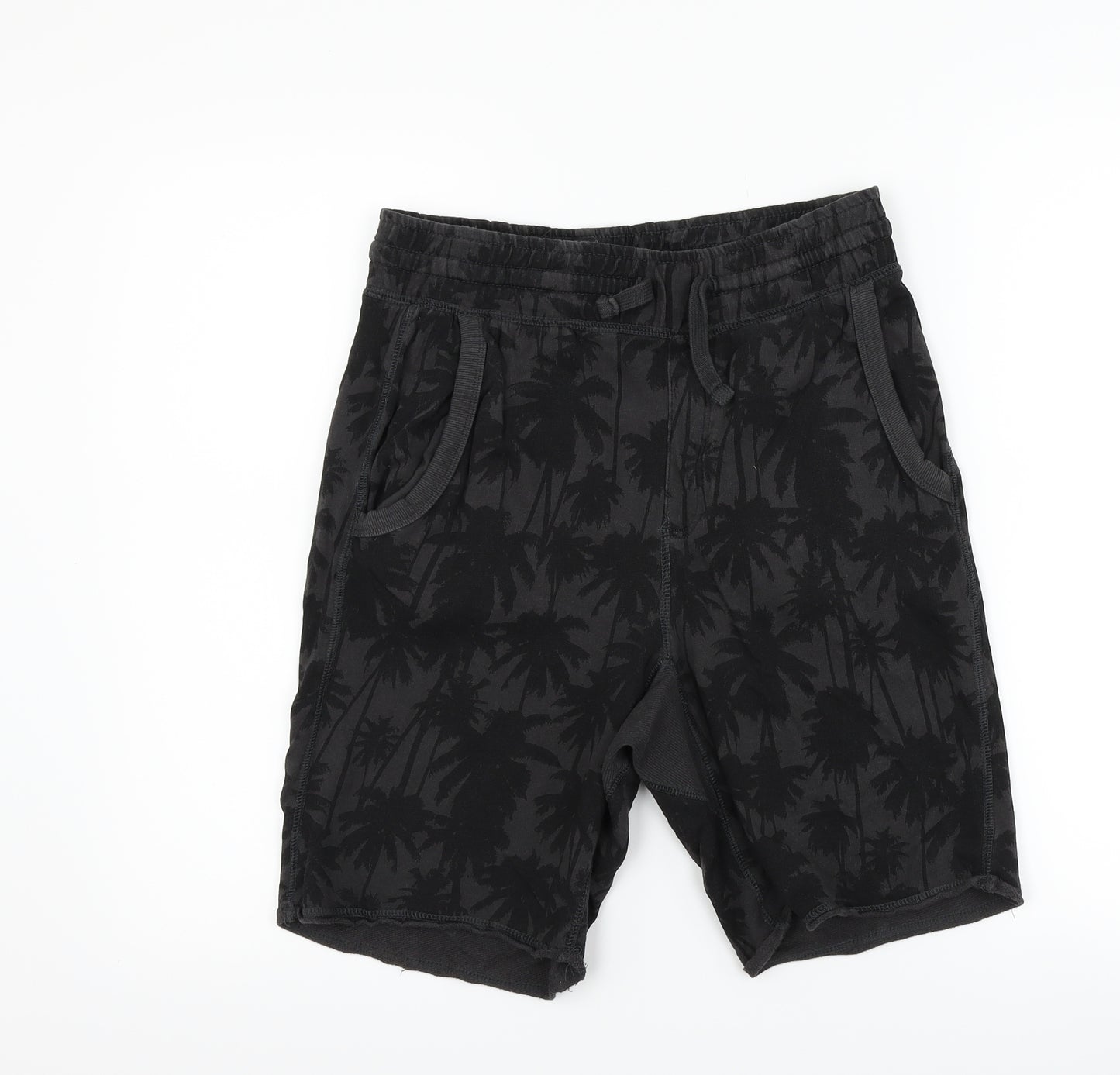 H&M Mens Black   Sweat Shorts Size S - palm trees
