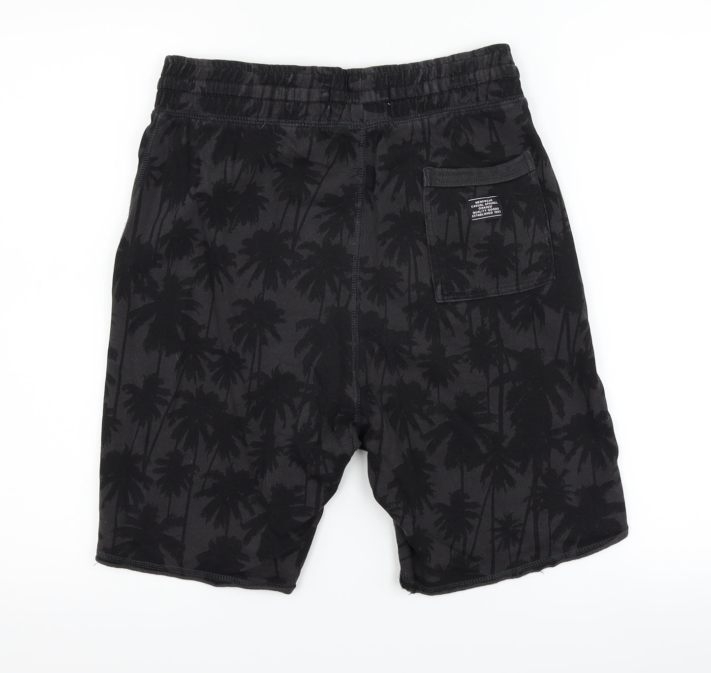 H&M Mens Black   Sweat Shorts Size S - palm trees