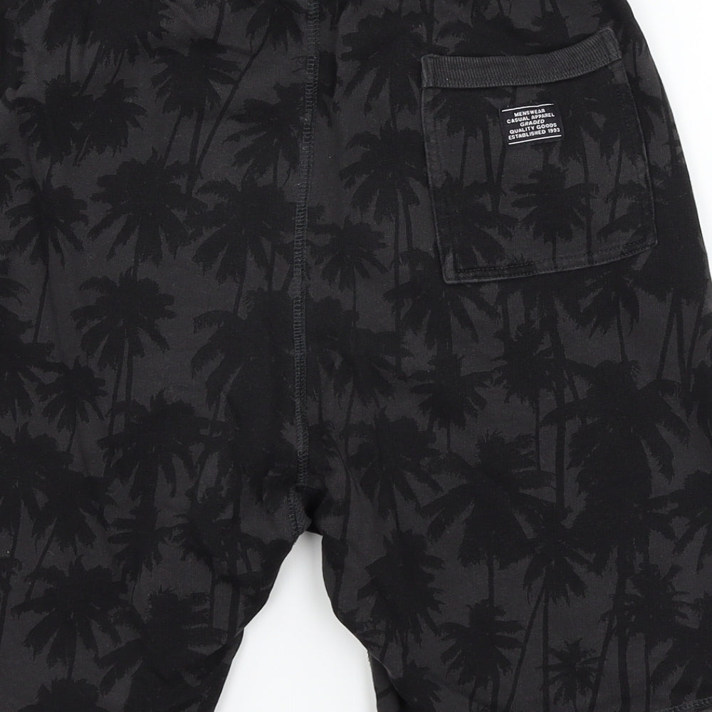 H&M Mens Black   Sweat Shorts Size S - palm trees