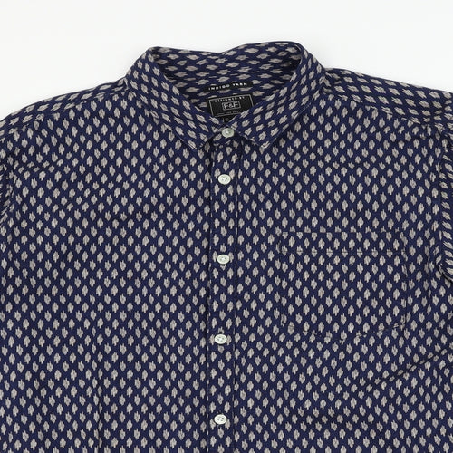 F&F Mens Blue Polka Dot   Dress Shirt Size XL