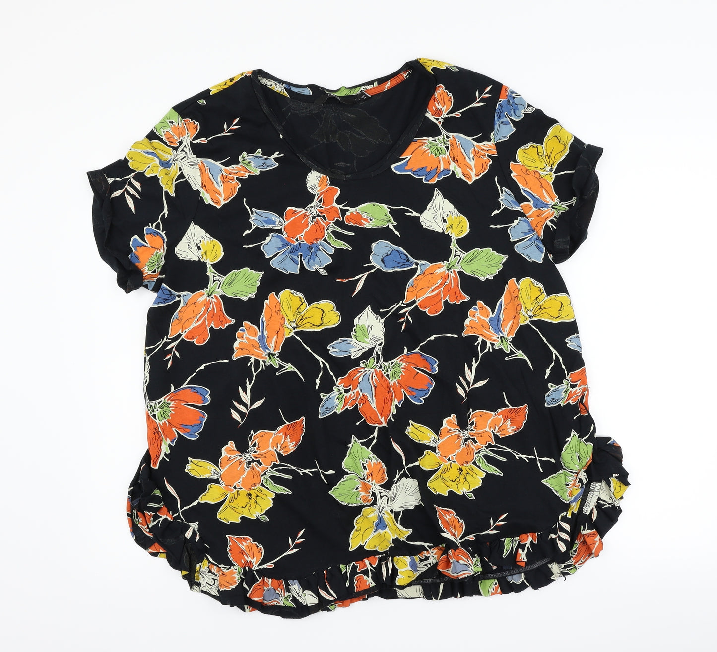 NEXT Womens Black Floral  Basic T-Shirt Size 20