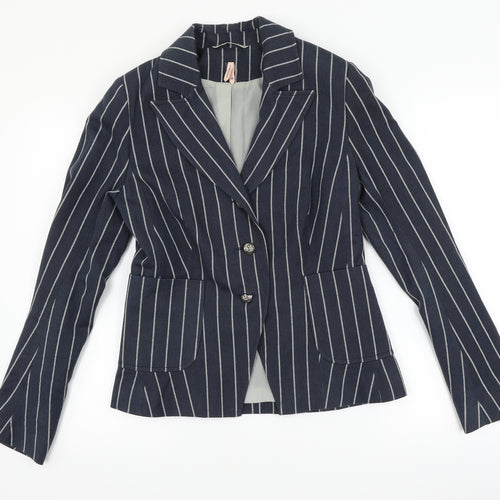 Miso Womens Blue Spotted  Jacket Suit Jacket Size 12