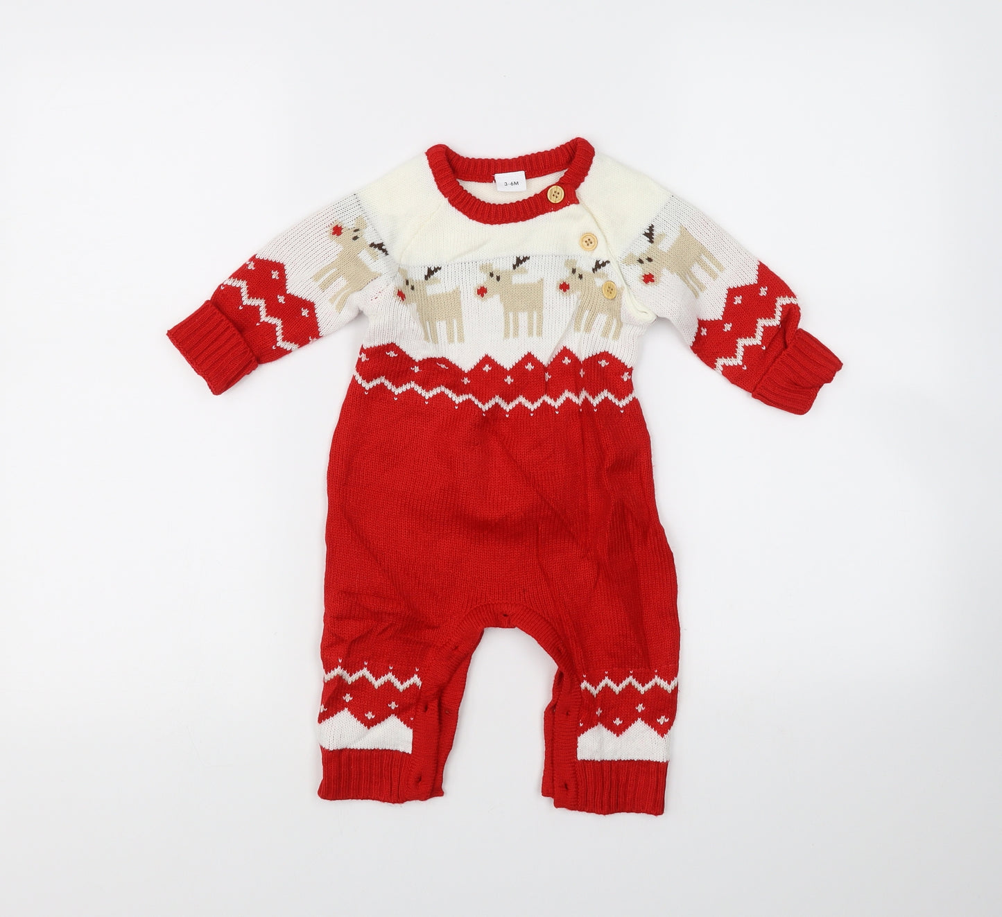 Preworn Baby Red   Babygrow One-Piece Size 3-6 Months  - christmas