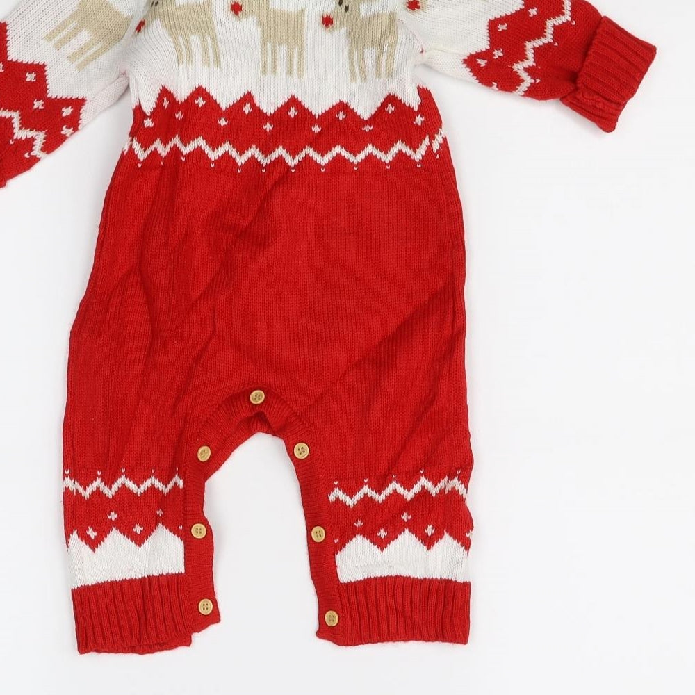 Preworn Baby Red   Babygrow One-Piece Size 3-6 Months  - christmas