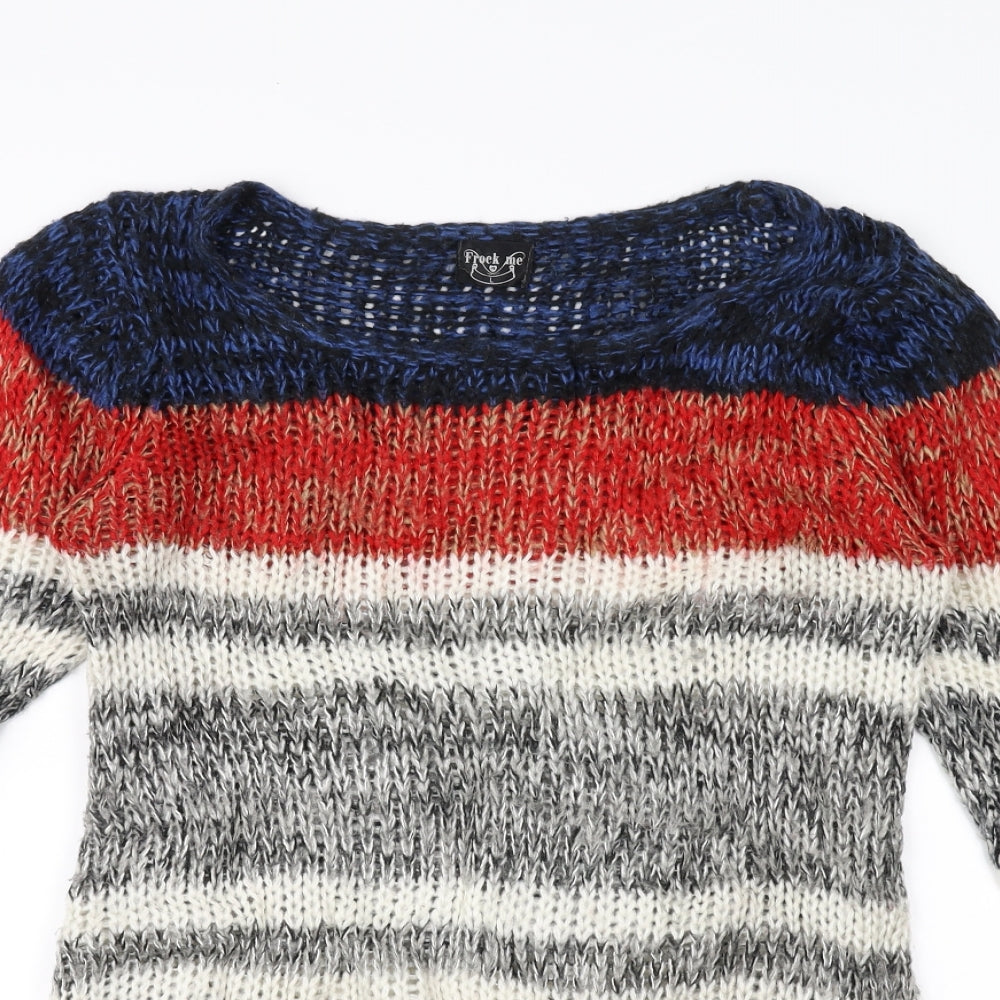 Frock Me Womens Multicoloured Striped  Pullover Jumper Size L