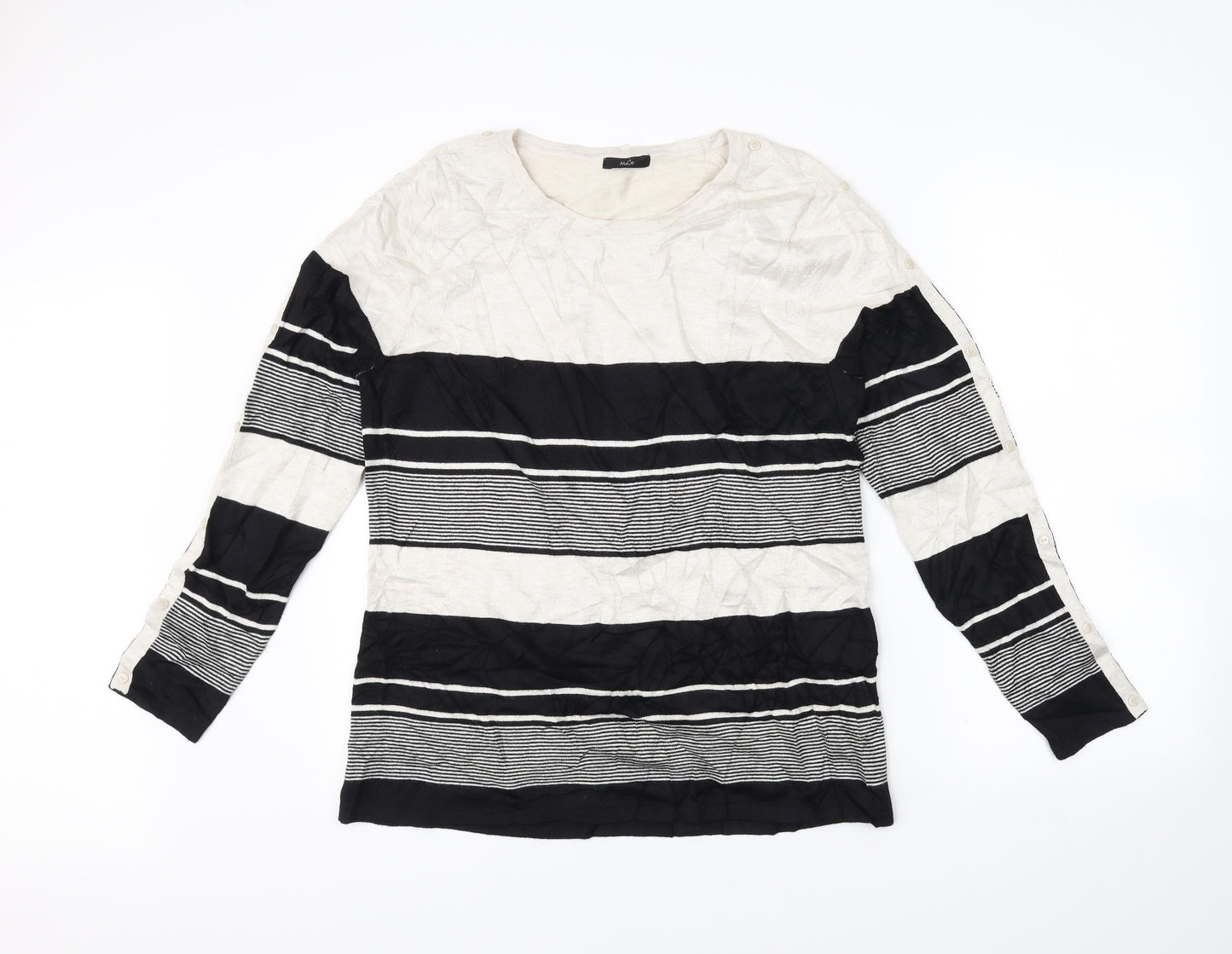 M&Co Womens Black Striped  Pullover Jumper Size 16