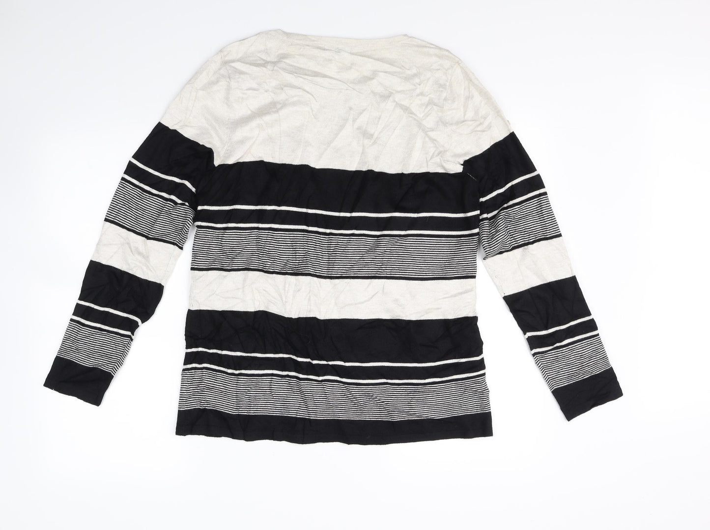 M&Co Womens Black Striped  Pullover Jumper Size 16