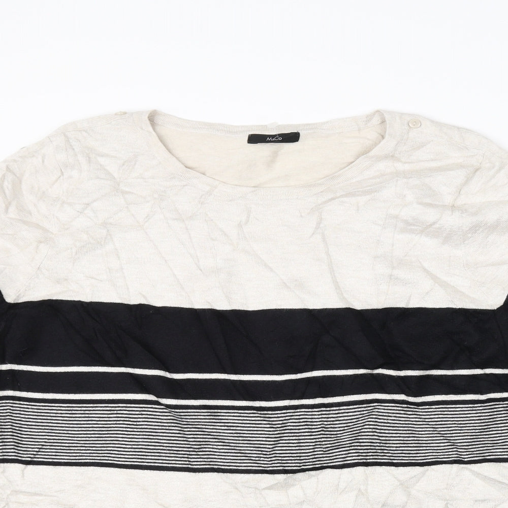 M&Co Womens Black Striped  Pullover Jumper Size 16