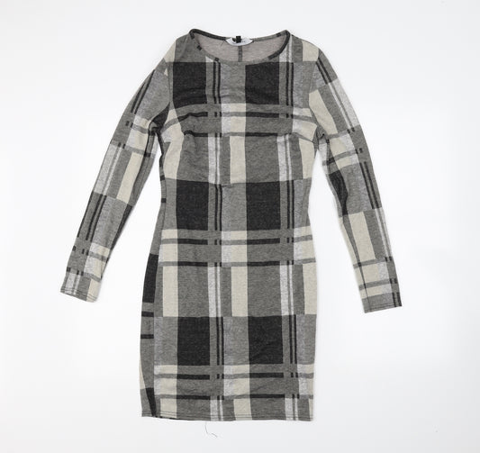 Front view of New Look women’s multicoloured check mini, size UK 10