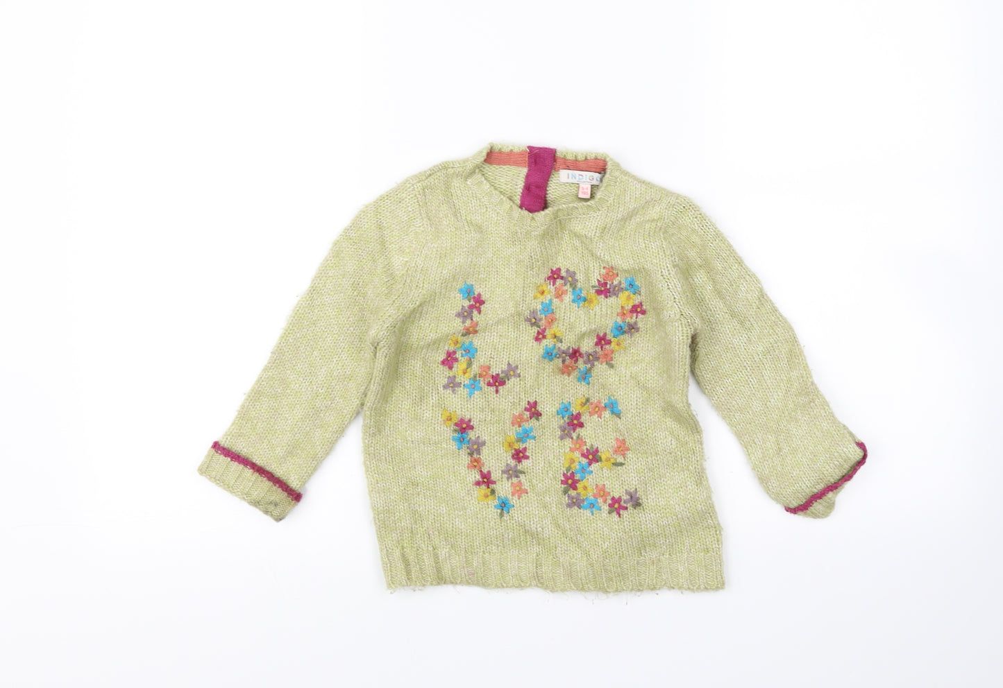 Indigo Girls Green   Pullover Jumper Size 3-4 Years