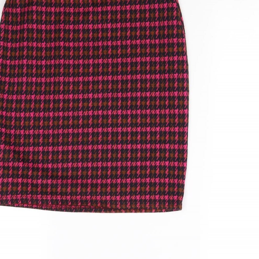 New Look Womens Pink Herringbone  Straight & Pencil Skirt Size 8