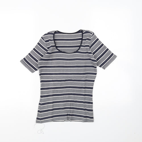 st michael Womens Blue Striped  Basic Blouse Size 12