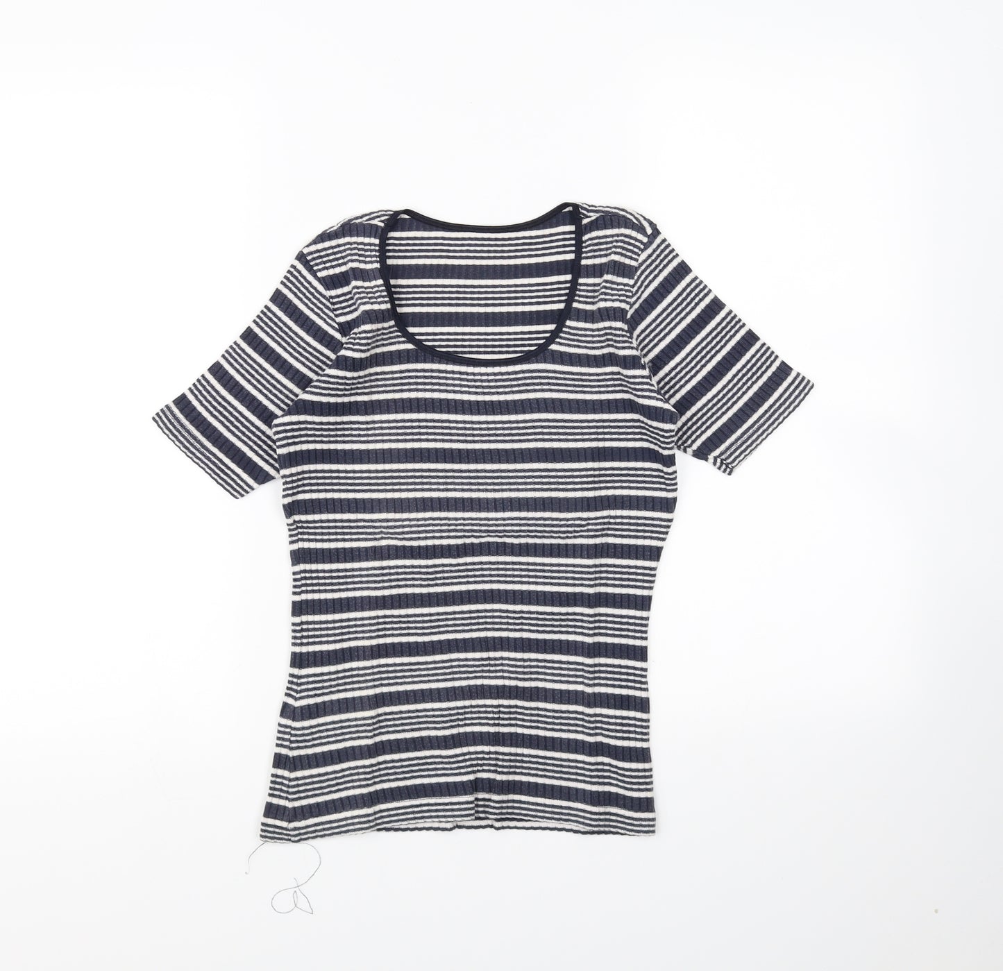 st michael Womens Blue Striped  Basic Blouse Size 12