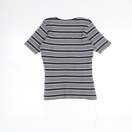 st michael Womens Blue Striped  Basic Blouse Size 12