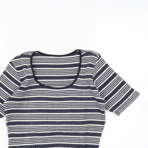 st michael Womens Blue Striped  Basic Blouse Size 12