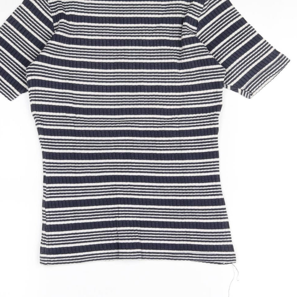 st michael Womens Blue Striped  Basic Blouse Size 12