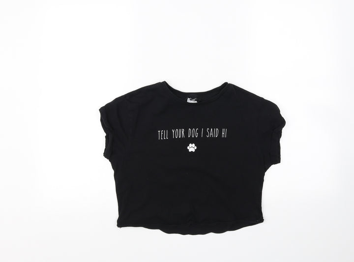 New Look Girls Black   Cropped T-Shirt Size 12 Years