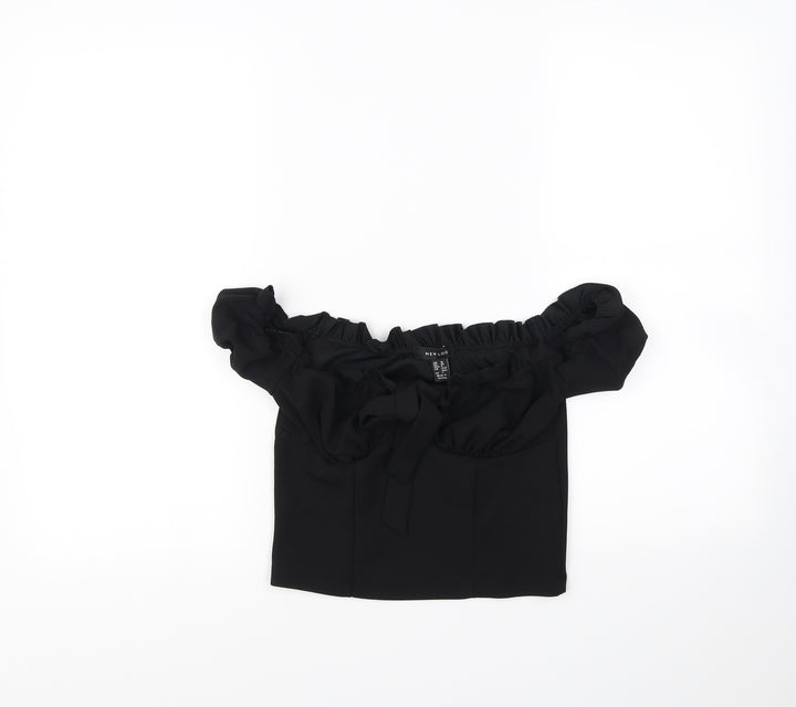 New Look Womens Black Cropped Blouse Size 10