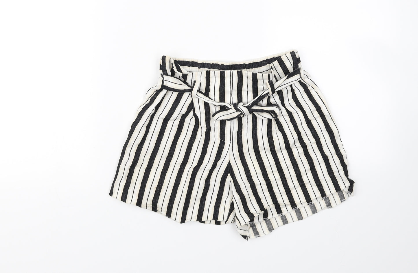 River Island Girls Multicoloured Striped  Paperbag Shorts Size 9 Years