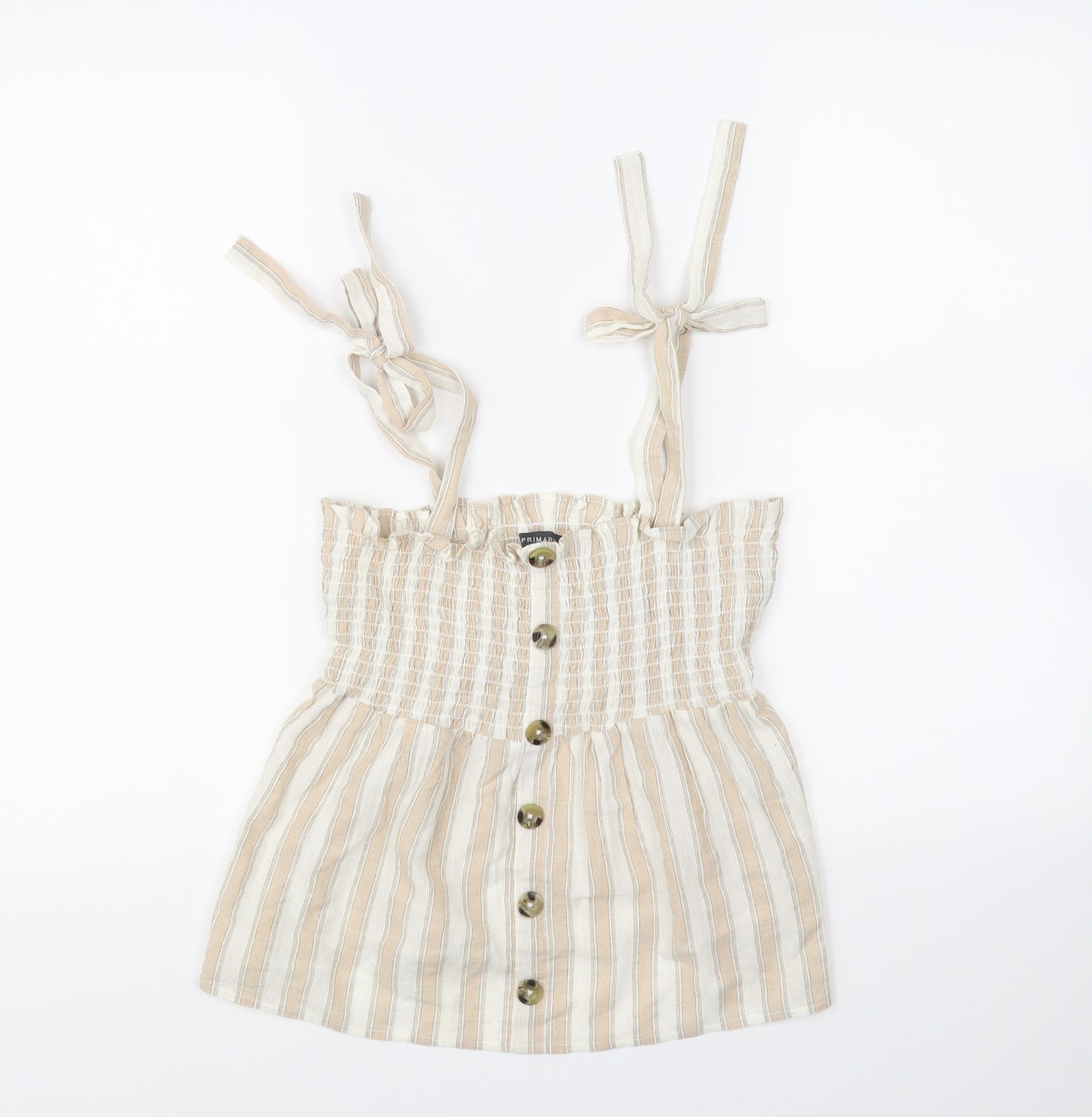 Primark Womens Beige Striped  Basic Tank Size 6