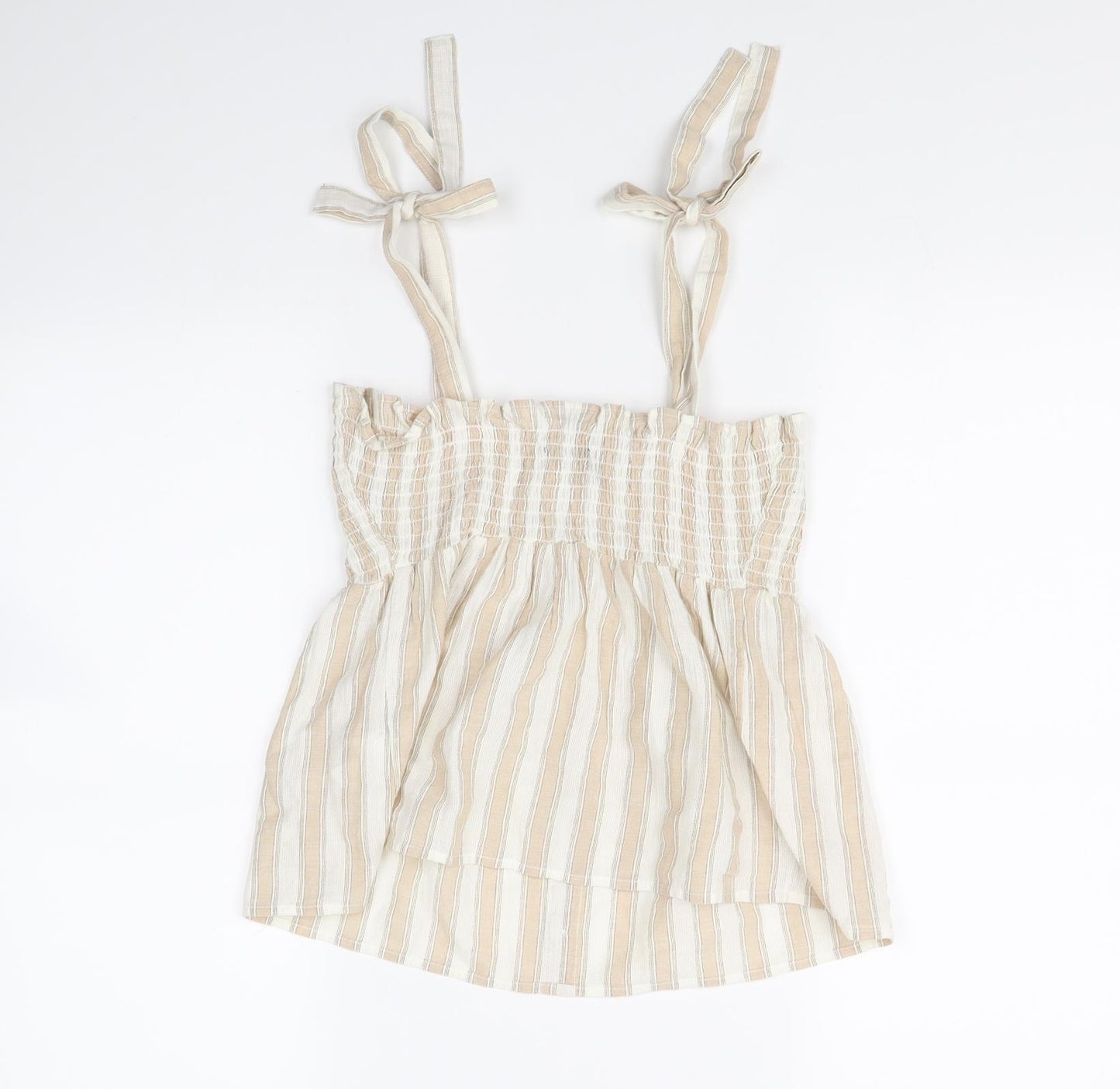 Primark Womens Beige Striped  Basic Tank Size 6