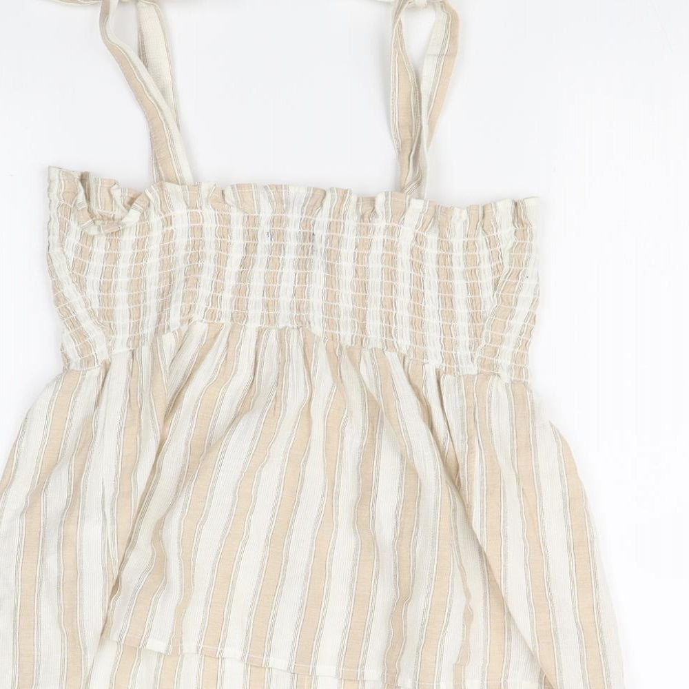 Primark Womens Beige Striped  Basic Tank Size 6