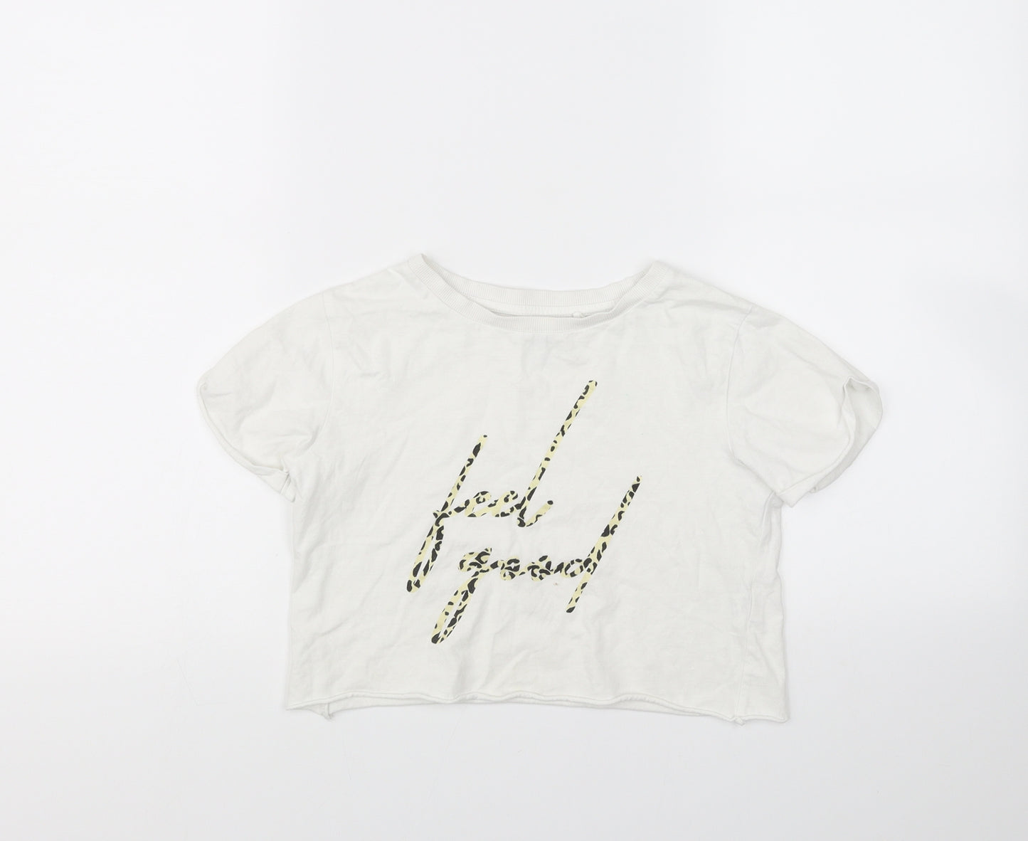 River Island Girls White   Cropped T-Shirt Size 7 Years
