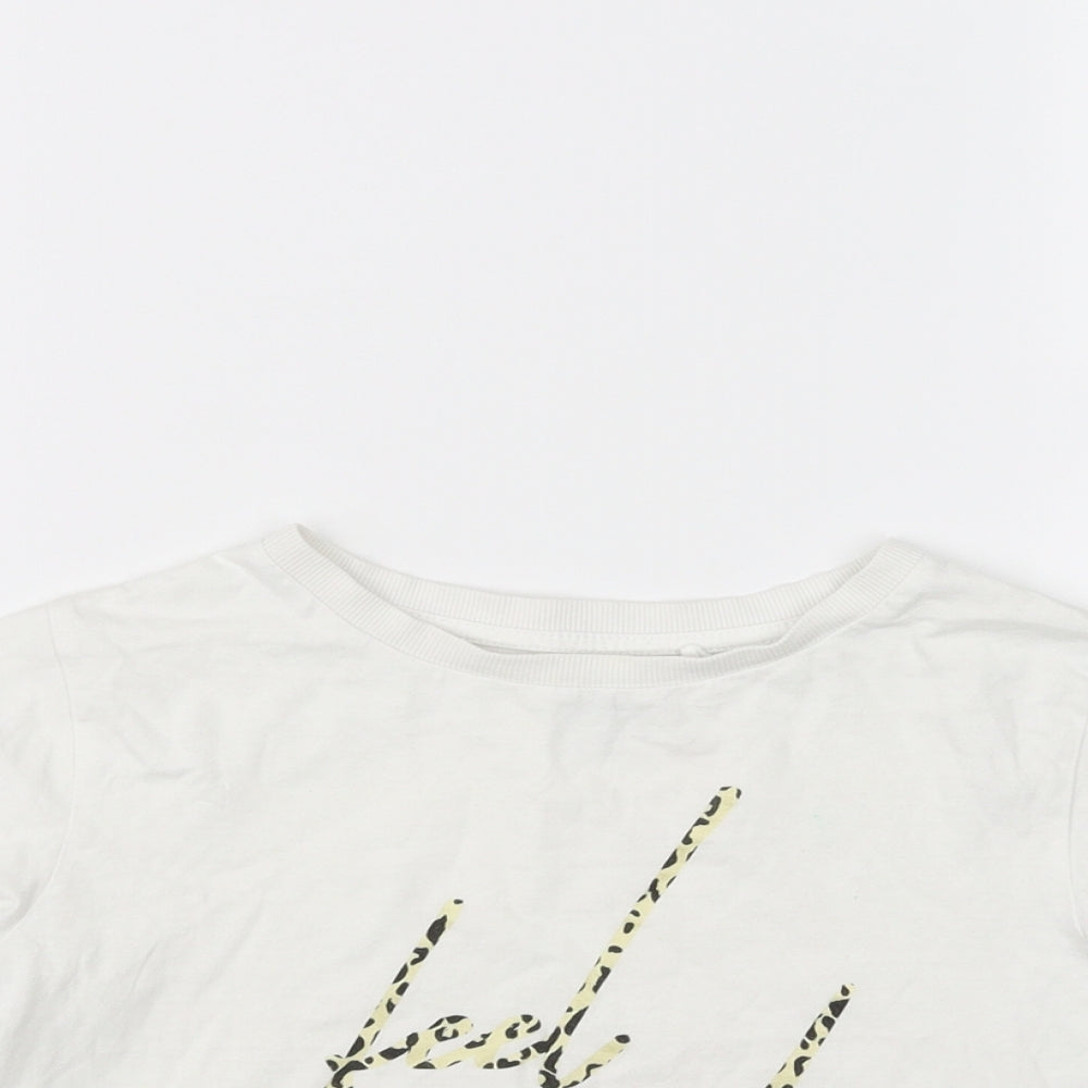 River Island Girls White   Cropped T-Shirt Size 7 Years