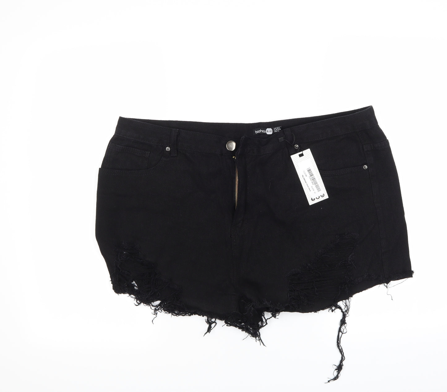 Boohoo Womens Black  Denim Mom Shorts Size 20
