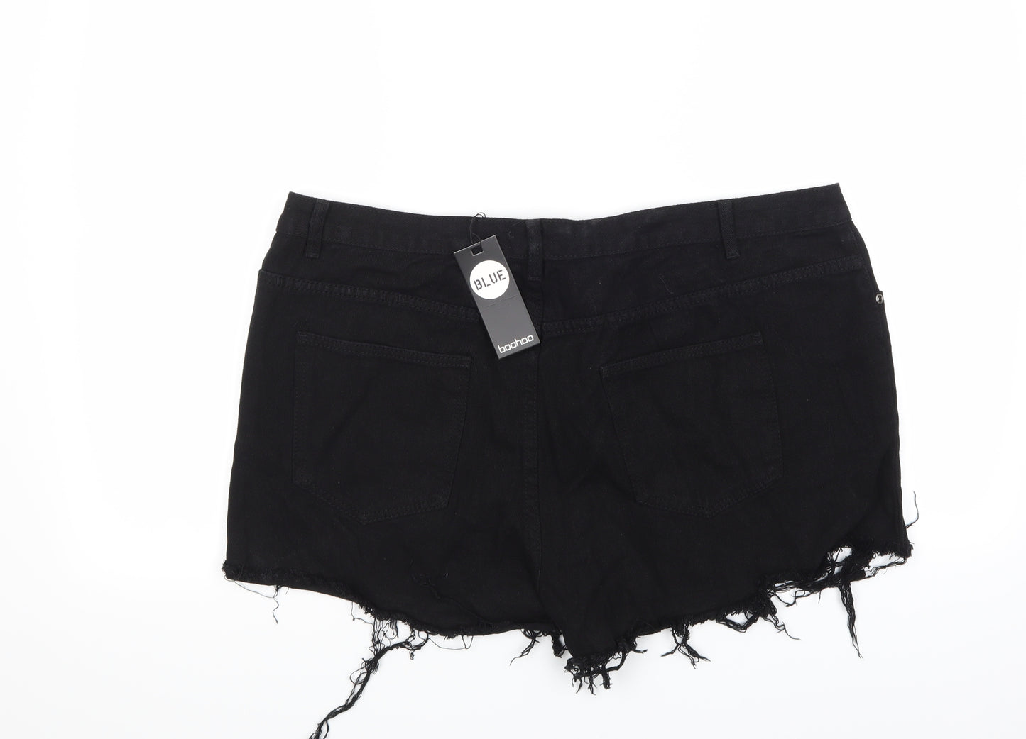 Boohoo Womens Black  Denim Mom Shorts Size 20